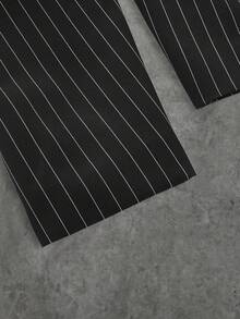 HIMLAND Men's Woven Casual Loose Fit Long Sleeve Cropped Suit Jacket - Black - View 6