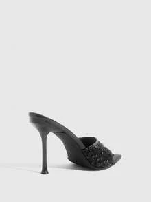 CUCCOO SZL Giày cao gót mũi nhọn cho nữ, thanh lịch, ngọt ngào, lãng mạn, giày bít mũi hở gót, giày dự tiệc trang trọng cho tiệc trà chiều, hẹn hò, tiệc thời trang, trang phục công sở, phong cách duyên dáng, kiểu dáng cơ bản đa năng, Halloween. - màu đen - Xem 8