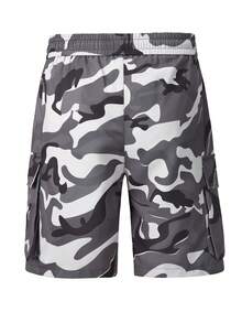Manfinity Homme Men's Casual Gray Camouflage Pattern Straight Tube Shorts, The Patchwork Design Makes Pants Fit Better.Summer For Men - Multicolor - View 2
