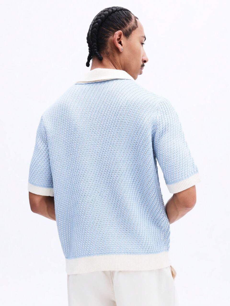 Polo in maglia con cerniera a un quarto testurizzata