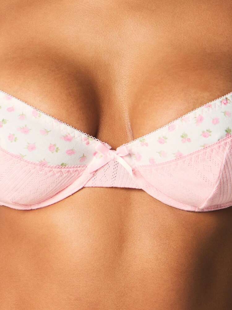 MISSGUIDED Conjunto de Lingerie com Sutiã Balconete e Tanga com Babados Pontilhados em Camadas, Estampa de Poá e Taças com Arame