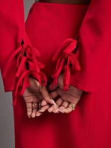 NYA SZN Đầm dài tay cổ chữ V khoét sâu, tua rua, dáng rộng màu trắng, thích hợp cho lễ hội, kỳ nghỉ, du lịch nhiệt đới, bãi biển, mùa đông, mùa xuân, mùa hè, sự kiện, tiệc tùng, dịp đặc biệt, sang trọng, dài maxi cho nữ. - Đỏ - Xem 6