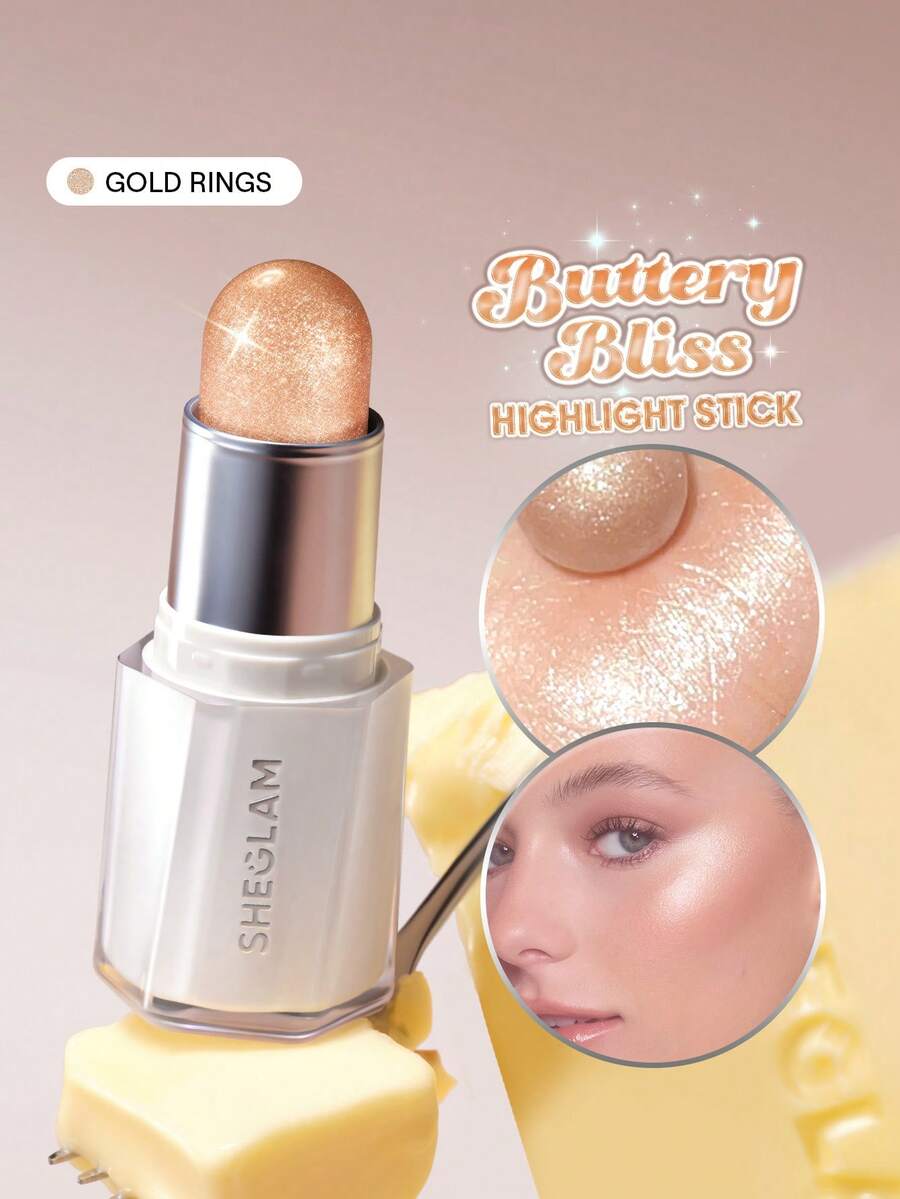 SHEGLAM Buttery Bling Highlight Stick-Gold Rings Brand Beauty Makeup Face Paint Cosmetic For Women Girls Perfect For Winter Spring Ideal For Y2K Fancy Fashion Suitable For Birthday Gift Party Ready Best Color - Gold Rings - View 1