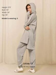 GLOWMODE X Reem Modest CloudKnit Weekend Stroll Soft Stretchy Lightweight Adjustable Drawstring Waist Pockets Relaxed Fit Joggers Daily Casual Street Wear - Grey - View 2