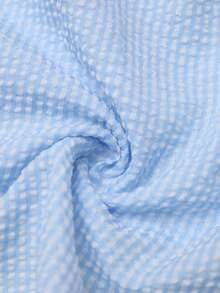 GlowEve 2pcs/Set Women's Summer Pleated Bust Bohemian Holiday Camisole And Shorts Set, Leisure Holiday Outfit - Blue and White - View 3