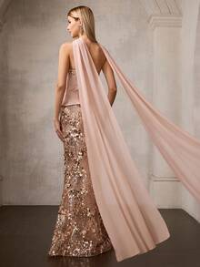 MOTF Soiréza Đầm maxi dự tiệc không dây vai sang trọng, thanh lịch, có dây buộc rời, chi tiết buộc dây phía sau, lý tưởng cho các bữa tiệc ngày lễ, đêm giao thừa, dạ hội, sự kiện trang trọng và chụp ảnh lãng mạn, trang phục mùa xuân và mùa hè. - Rượu sâm banh - Xem 4