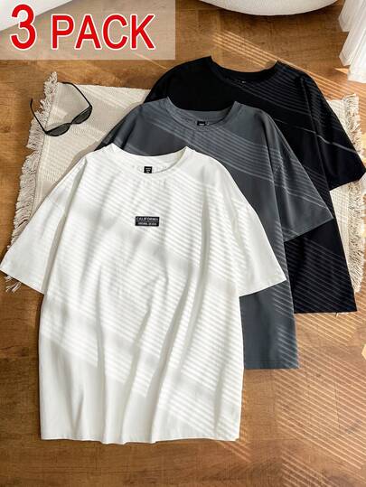 SHEIN EZwear 3pcs/Set Plus Size Women Casual Polka Dot Round Neck Short Sleeve T-Shirt, Spring/Summer,Carnival Women Look 2026,Going Out Outfits, Holiday Outfits, Summer Tops