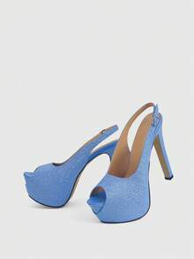 CUCCOO LuxiPop Women's Fashion Party Waterproof Platform High Heel Sandals - Blue - View 6