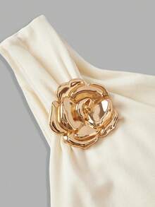 SHEIN MOD 2 chiếc nơ kim loại trang trí hoa 3D cho áo hai dây nữ - Nhiều màu - Xem 3