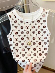 Resyla All-Over Print Round Neck Casual Summer Tank Top - Multicolor - View 3