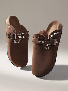 Solecia New Sequined Thick-Soled Slip-On Lazy Closed Toe Women's Shoes - Coffee Brown - View 6