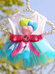 PETSIN 1 Piece Small Size Soft Tulle Fabric Comfortable Breathable Lightweight Elastic Waist Easy To Wear Cute Stylish Heart Lip Print Pink Blue Colors Pet Tulle Skirt Pet Dress Pet Clothing For Dogs Cats Teddy Bichon Frise Holiday Gift For Pet Lovers Dog Owners Daily Wear Party Photography Home Use Pet Apparel Pet Fashion Essentials Small Dog Cat Outfits Fancy Pet Skirt Pet Gown Pet Wardrobe Accessories - Multicolor - View 6