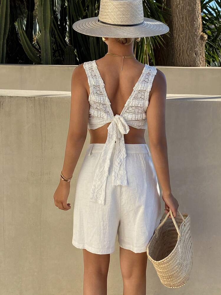 Women's Loose Straight Leg Bermuda Shorts, Casual Solid Color Shorts For Spring/Summer