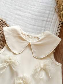 SHEIN 女婴可爱无袖公主连衣裙，彼得潘领，夏季 - 白色 - 查看 6