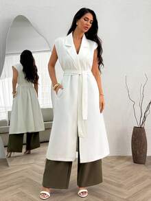 EURMUSE Women Spring Summer Long Jacket Pant Golf White Basic - Multicolor - View 4