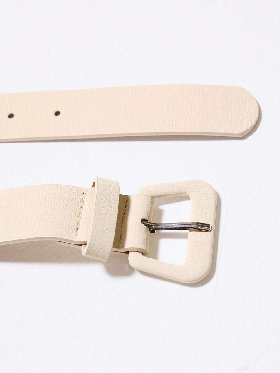 Cream Slim Buckle Belt Cute Summer Going Out Daily Spring Holiday Accessory