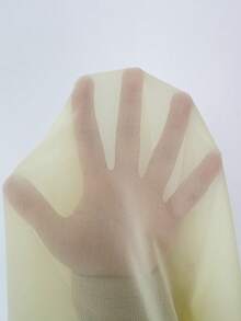 Elenzga 新款V领无袖薄纱性感系带优雅通勤度假百搭修身女式衬衫 - 黃色 - 查看 6