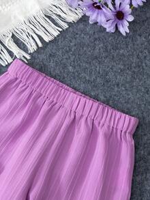 SHEIN 2件套女童休闲T恤和裤子套装 - 彩色 - 查看 5