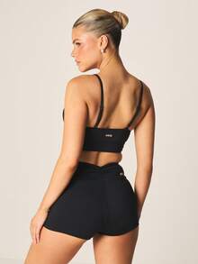 MISSGUIDED Ruched Detail High Rise Mini Shorts With Drawstring Waistband And Side Lace Up Design - Black - View 1