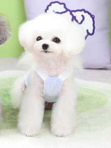 PETSIN 狗狗服装、猫咪服装、动物裙装、宠物春夏新品系列、幼犬连衣裙、公主风百搭连衣裙、条纹印花、小型动物服装、清凉防晒霜 - 彩色 - 查看 6