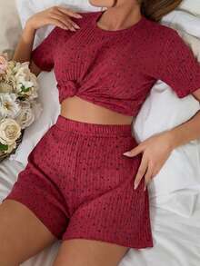 EURMUSE Women 2 Pcs Colourful Floral Pattern Set Cute Lounge Set - Multicolor - View 3