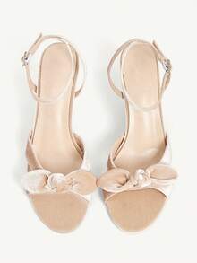 CUCCOO CHICEST White Crystal Embellished Strap Butterfly High Heel Sandals, Elegant Casual Party Date Wedding Occasion Shoes For Women - Champagne velvet - View 3