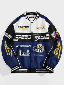 NEON BLANC Chaqueta casual tejida de estilo universitario para hombres - Azul Marino - Ver 1