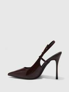 CUCCOO BIZCHIC Women's Back Strap Decor Bowknot High Heel Pumps, Wine Red Color Spring Shoes Spring Break Easter For Christmas Spring Shoes - Coffee Brown PU - View 10