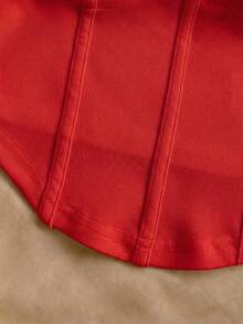 Soleia 女士性感浪漫无肩带荷叶边修身上衣和低腰荷叶边迷你裙两件套，适合晚宴、节日、圣诞节、约会之夜、夜店、波西米亚风、度假、秋季等场合。 - 紅色 - 查看 6