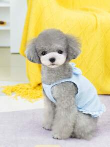 PETSIN 狗狗服装、猫咪服装、动物裙装、宠物春夏新品系列、幼犬连衣裙、公主风百搭连衣裙、条纹印花、小型动物服装、清凉防晒霜 - 彩色 - 查看 10