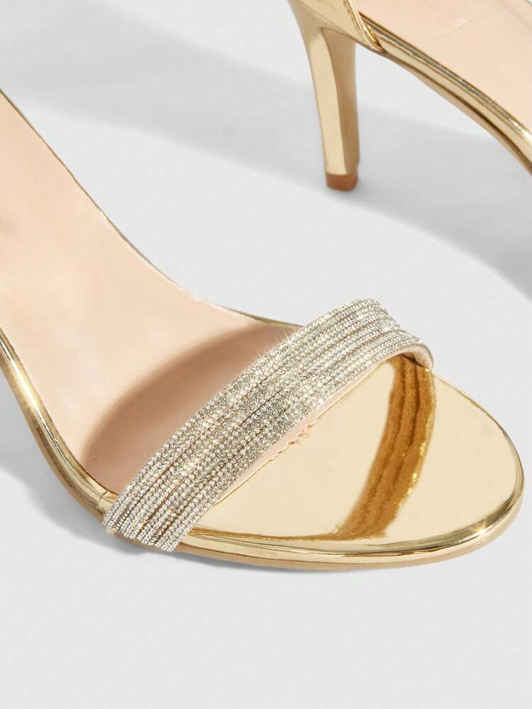 CUCCOO SZL Women's Pointed Toe Rhinestone Strap Ankle Strap High Heel Sandals, Fashionable Elegant Sexy For Party, Banquet, Date Spring Shoes Prom Heels Summer Shoes