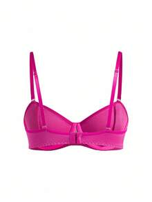 Lowkey Lull 2pcs Set Women's Underwear With Steel Rings, 1/2 Cup, Gather, Simple & Comfortable, High Elasticity, High Support - Hot Pink - View 4