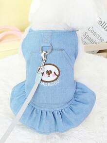 PETSIN 狗狗服装、猫咪服装、动物裙装、宠物春夏新品系列、幼犬连衣裙、公主风百搭连衣裙、条纹印花、小型动物服装、清凉防晒霜 - 彩色 - 查看 3