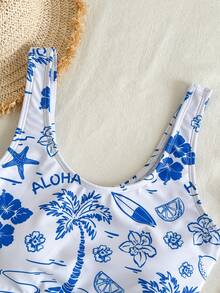 Travachic KIDS Tween Girl Palm Tree Print Casual Swimsuit Set, Summer - Multicolor - View 4