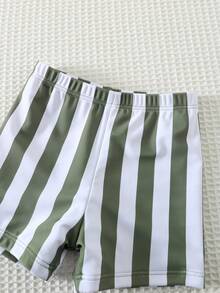 Bộ 2 món gồm áo tắm dài tay và quần bơi kẻ sọc xanh lá cây cho bé trai và bé gái, đồ bơi chống nắng thích hợp cho bãi biển, bơi lội, kỳ nghỉ. - xanh quân đội - Xem 7