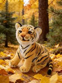 POKOJA LAND 9.05英寸老虎毛绒玩偶，逼真老虎玩具，黄白相间，图案和外观栩栩如生，触感柔软，森林野生动物装饰，是送给孩子的最佳生日礼物，适合野生动物爱好者。 - 彩色 - 查看 9