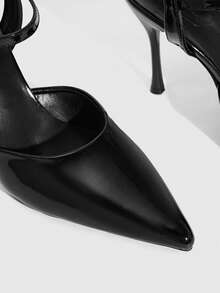 CUCCOO SZL 女鞋 女士尖头细高跟黑色踝带女式高跟单鞋 后空单鞋 时尚性感派对宴会夜店时尚简约高跟女鞋 - 靜夜黑色 - 查看 6