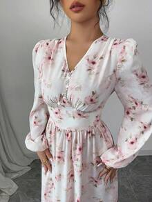 Modelyn 女士梭织印花链条腰A字连衣裙 - 粉色 - 查看 6