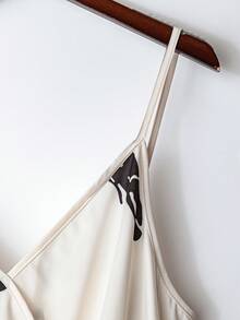 Franclia 女士简约印花连体裤，适合通勤和日常穿着 - 杏色 - 查看 3