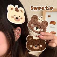 1pc Cute Bear Fringe Magic Tape | Invisible Side Hair Flyaway Tamer | Kawaii Girly Hair Gripper Pads - Multicolor - View 5