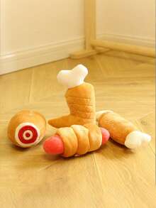 PETSIN 宠物狗磨牙玩具（带声音） - 鸭子玩具 / 香肠迷你汉堡 - 彩色 - 查看 6