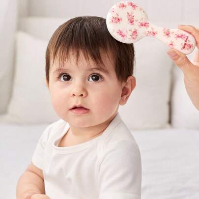 Cozy Pixies 2-Piece Set Of Soft Pink Bow Flower Hair Brush Comb Set, Gently Remove Hair Tangles, Prevent Cradle Scab, And Protect The Baby's Fontanelle At The Same Time.