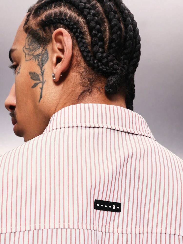 PLAYBOY X SUMWON Pinstripe Button-Down Shirt With Logo Print