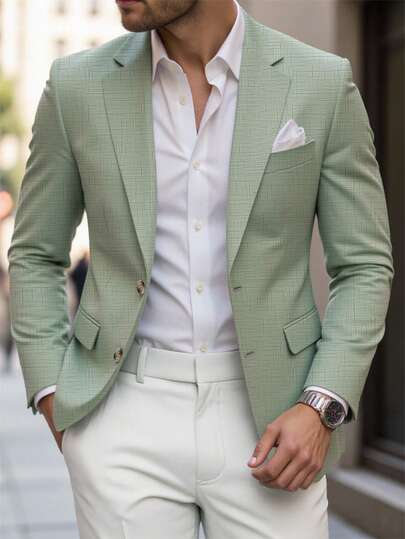 Manfinity Bizformal Men's Solid Color Business Casual Suit Jacket Men S Classy Clothes Men Double Breasted Suit Beige Suit For Men Men Suit For Wedding,Daily Leisure, Weekend Trips, Outdoor Activities, Travel Expeditions, Relaxed Work Environments Or Semi-Formal Occasions, Boyfriend/Husband Gift, Anniversary /Birthday Gift Party Summer Vacation Holiday New Years Wedding Valentine's Day,Green Suit Jacket,Wedding Season Clothing, Groom/Best Man, Party, Music Festival, Valentine's Day,Weekend Trips, Outdoor Activities, Travel Expeditions, Relaxed Work Environments Or Semi-Formal Occasions, Boyfriend/Husband Gift, Anniversary /Birthday Gift Party Summer Vacation Holiday New Years Wedding Valentine's Day Luxury Clothes For Men Men Blazer Suit Men Jacket Suit Mint Green Men Outfit Green Blazer Men Men Cloths In Lime Green And White Classy Wear,St Patrick's Day Men's Text Oktoberfest Beer