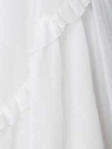 Revavyn Fashionable Layered Ruffle Collar White Bell Sleeve Dress, Palace Style - White - View 7