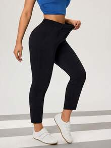 Flexra 女士复古硬币纹弹力修身直筒裤 - 黑色 - 查看 3