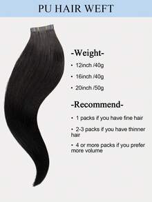 PU Tape Weft Human Hair , No Glue Tape-In Hair Extensions, Seamless PU Skin Weft, 40G-50G, For Fine Hair, Pre-Sealed With Sew-In Clips,Tapes,Sew In Micro Links - S1B - View 4