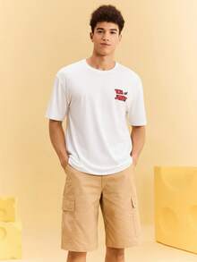 TOM & JERRY X SHEIN Men's Casual Cartoon Pattern Round Neck Short Sleeve T-Shirt, Summer - White - View 2