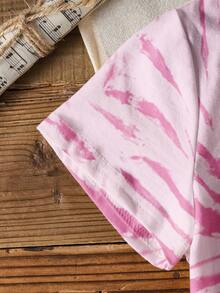 BABY SHARK X SHEIN 女婴全印花短袖上衣 - 白色 - 查看 6