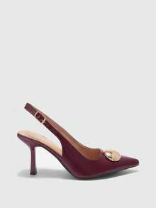 CUCCOO BIZCHIC Women's Pointed Toe Stiletto Heel Elegant Commuting Fashion Versatile Sandals - Burgundy - View 2